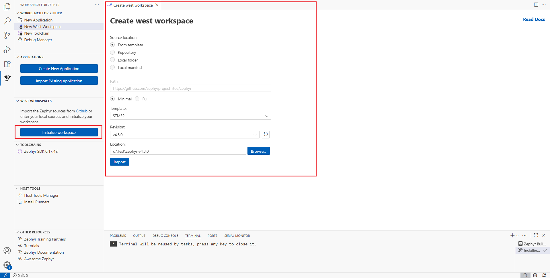 Import West Workspace