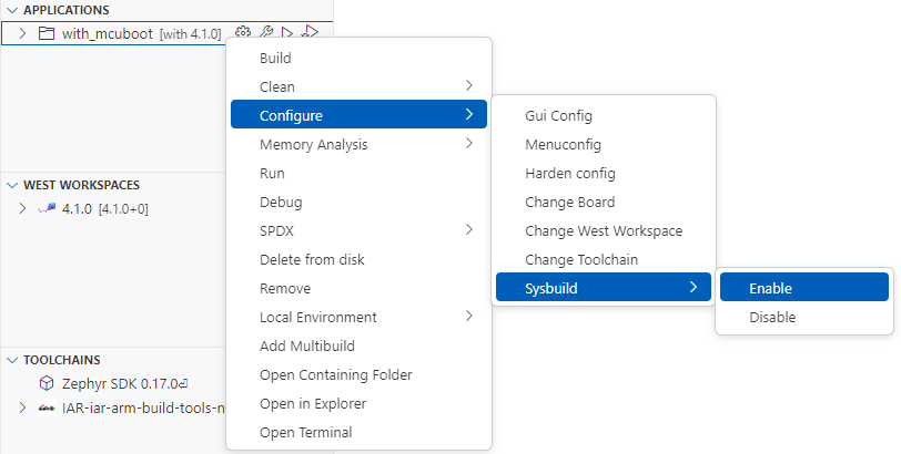 Enable or Disable Sysbuild
